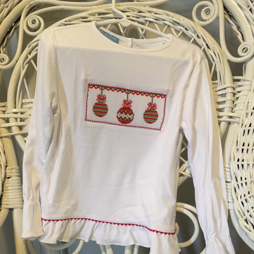 Long sleeve Christmas Smocked bell sleeve cuff